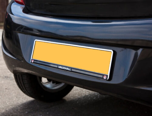Chrome Rear Number Plate Surround with Vauxhall logo